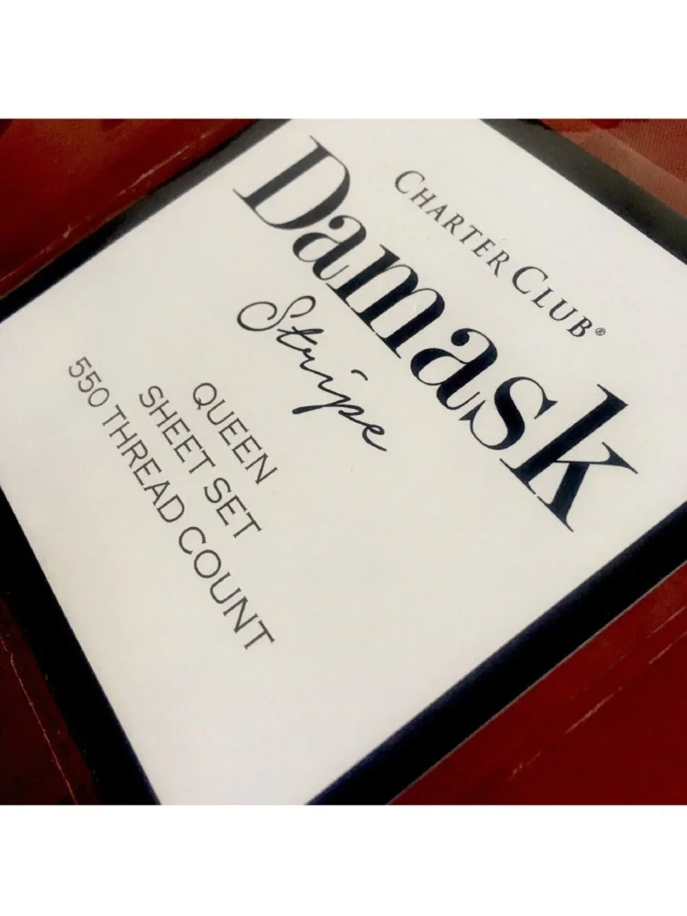 new Charter Club Damask Stripe 550 TC 100% Cotton QUEEN Sheet Set in POMEGRANATE