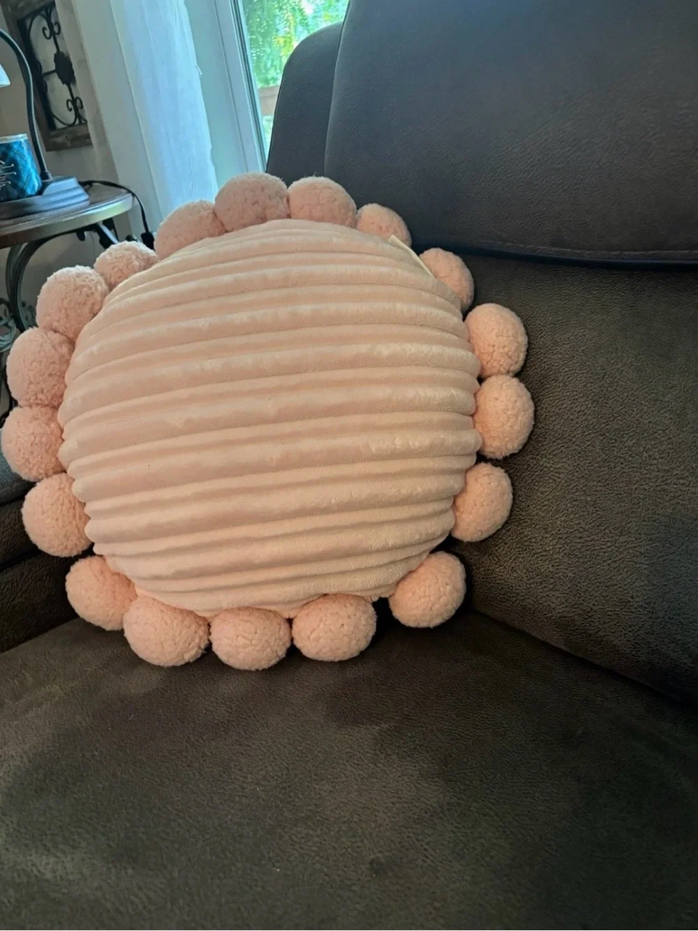 Koolaburra Round Pink Pom Pom Decorative Pillow