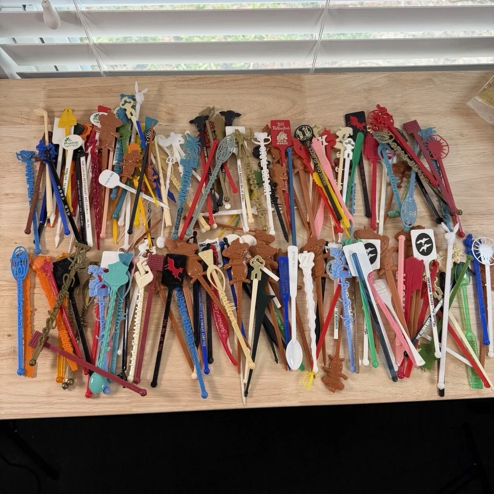 Vintage Swizzle Sticks Drink Stirrer Lot 160+ Rare MCM Trader Vic Americana Boom