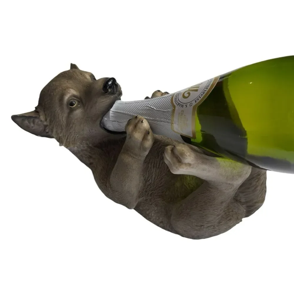 Wolf Pup Wine Bottle Holder Resin 2012 DWK