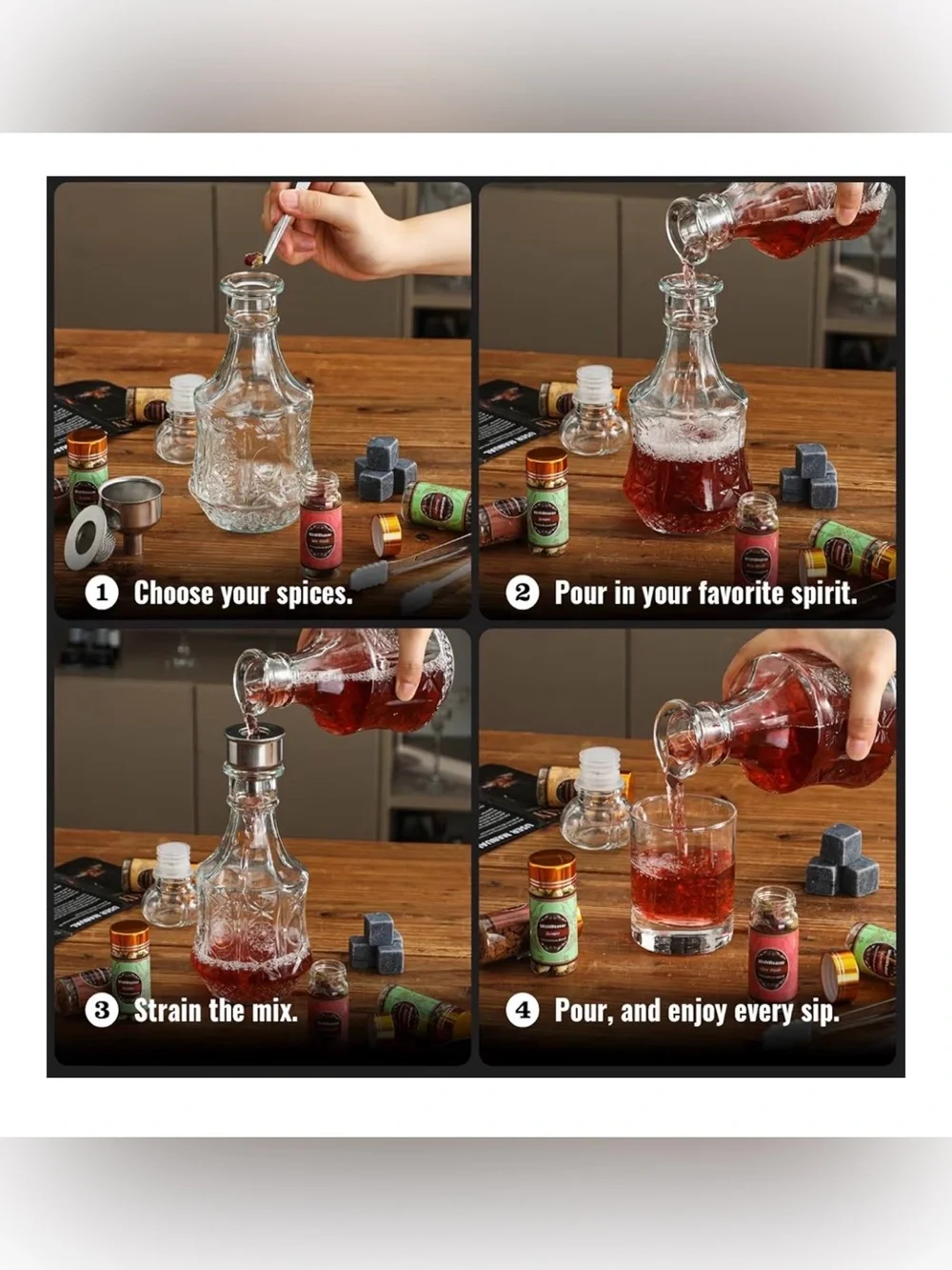 Alcohol Infusion Kit, 16 Natural DIY Whiskey Making Kit
