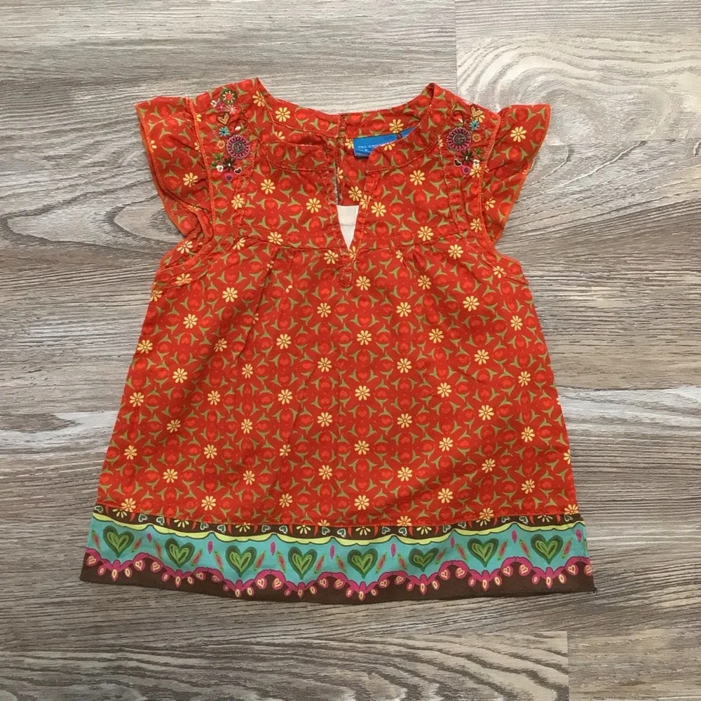 The Children’s Place Orange Floral Multicolor Cap Sleeve Casual Dress 3T