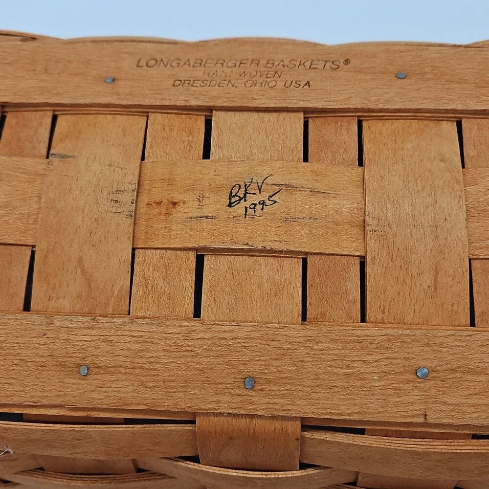 Longaberger Rectangle Basket 14” with Floral Liner 1995
