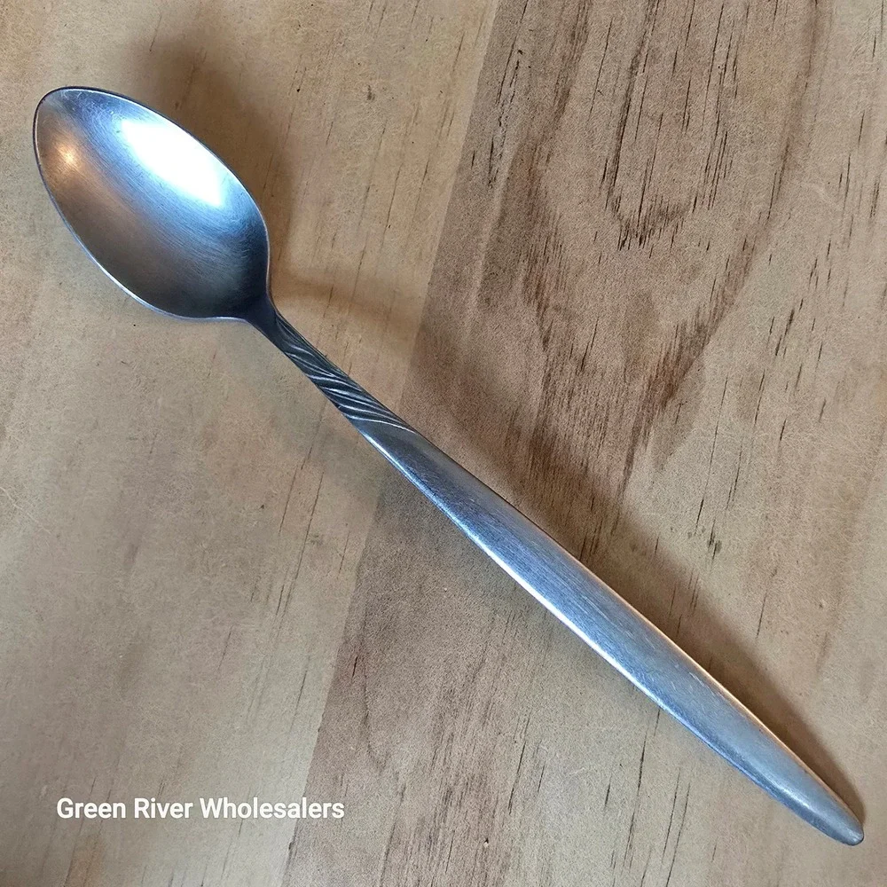 Vintage Stainless Steel Teaspoon‎ Japan Textured Swirl Wave Handle UNF83 7.5
