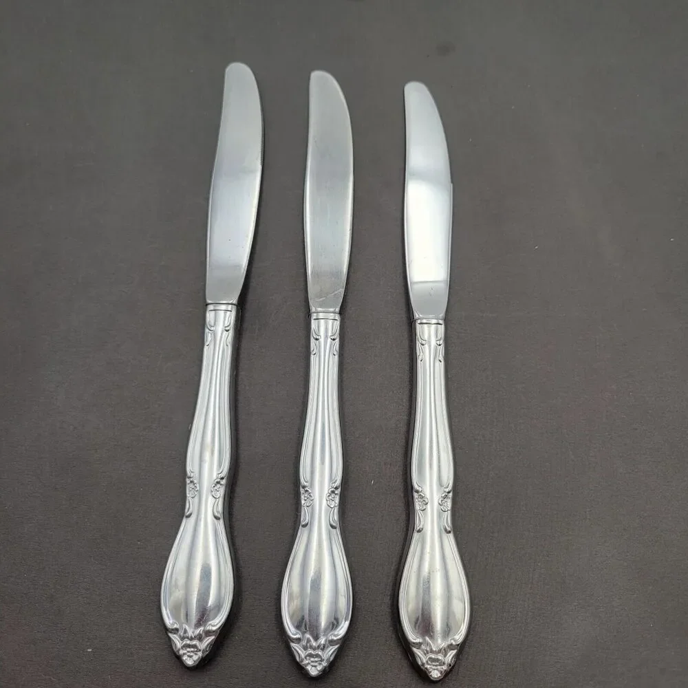 Set of 3 Oneida Community CHATELAINE Hollow Handle Dinner Knives 8.25