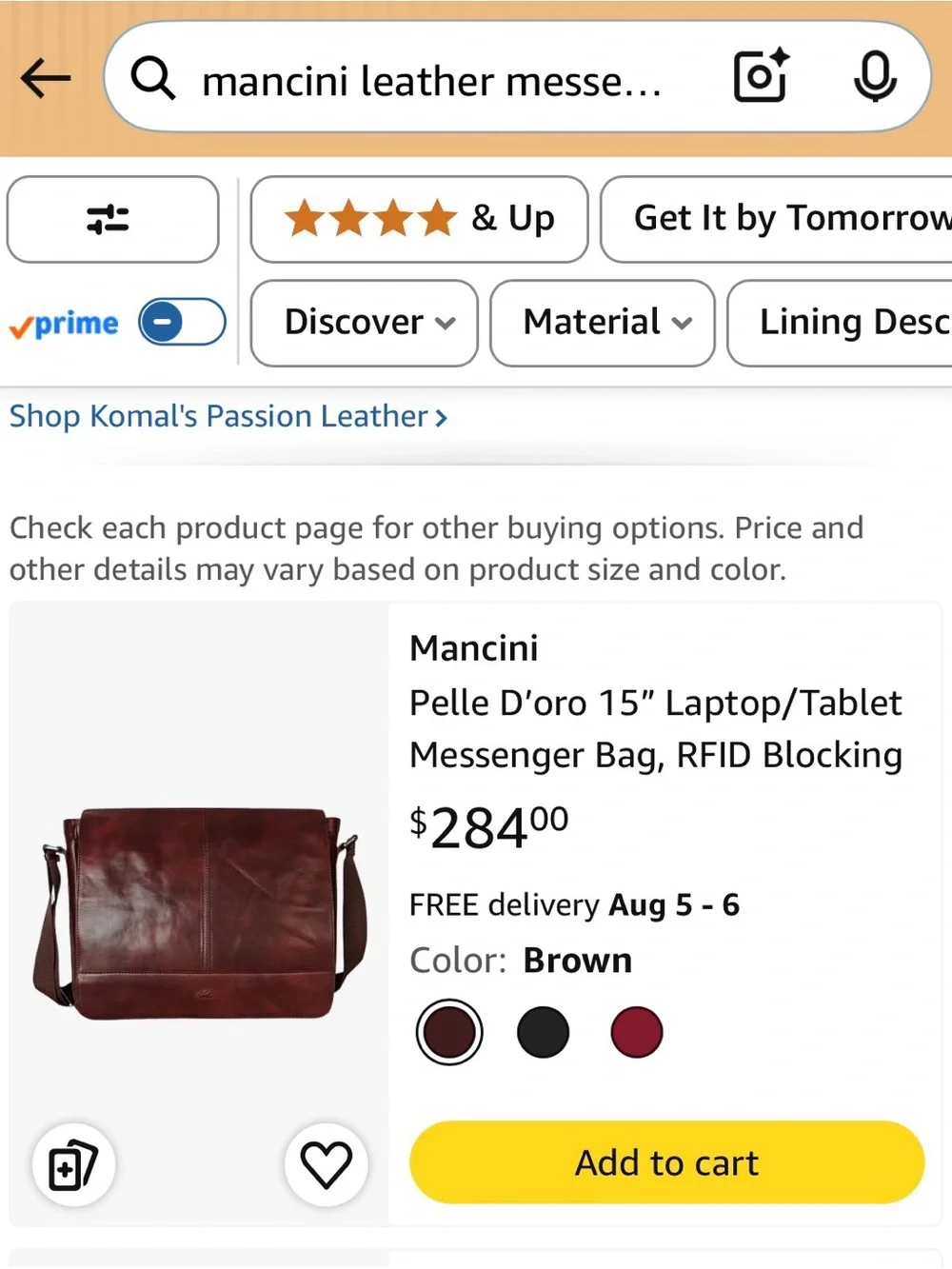 Mancini Leather Messenger Bag in Chestnut Brown - Classic