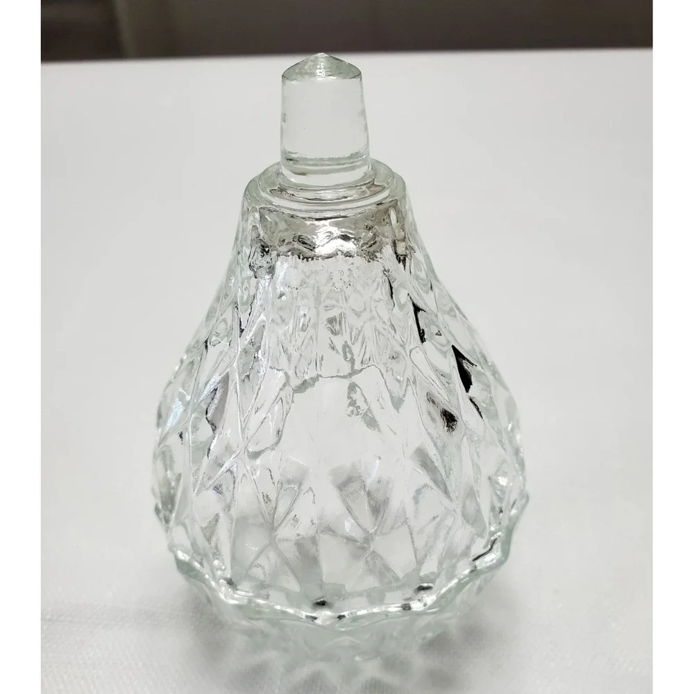 Vintage Clear‎ Glass Trinket Dish E/Lid Top Diamond Cut Jewelry Storage Ireland