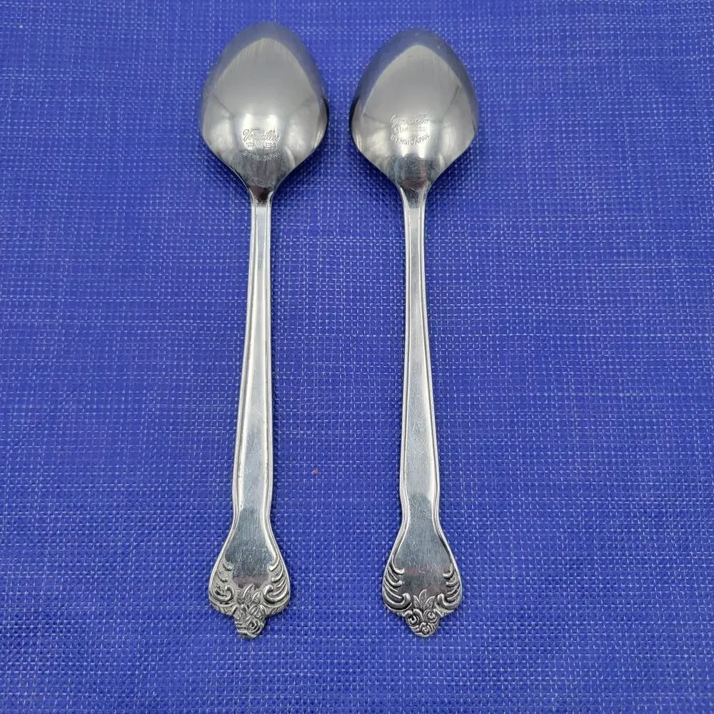 Versailles by MSI Stainless Japan 7 1/4” Tablespoon w/ flowers Set 2 Vtg