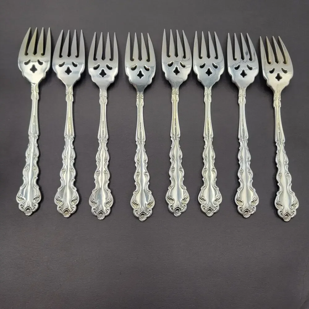 ONEIDA Community Beethoven Silverplate Baroque Salad Fork Vintage Set 8