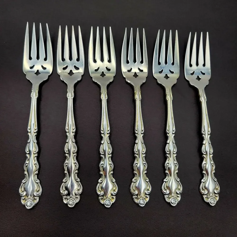 ONEIDA Community Beethoven Silverplate Baroque Salad Fork Vintage Set 6
