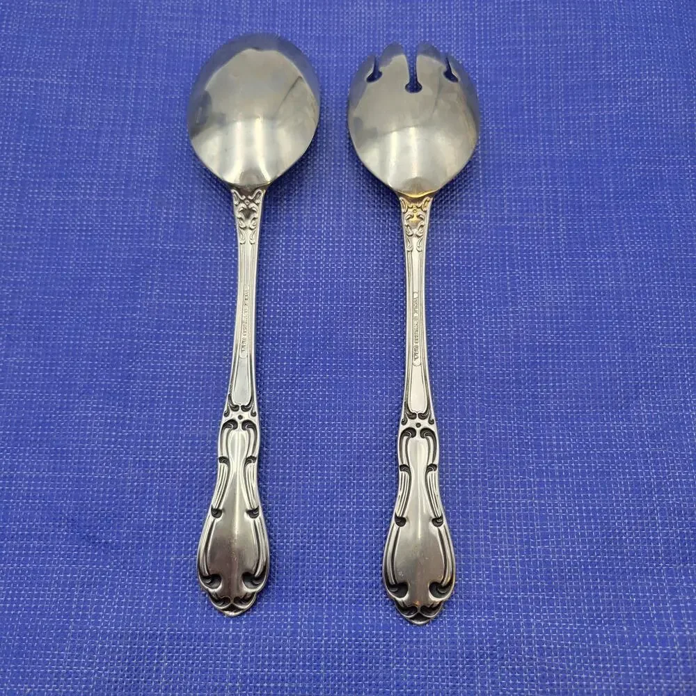 Set of 2 Towle Silver Merrimack Stainless Steel USA Serving Pieces Spoon