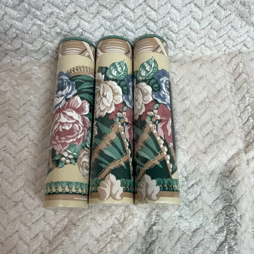 Vintage Graham‎ Brown Luxury Vinyl Wallpaper Border Roses on Tan Tassels 3 Rolls