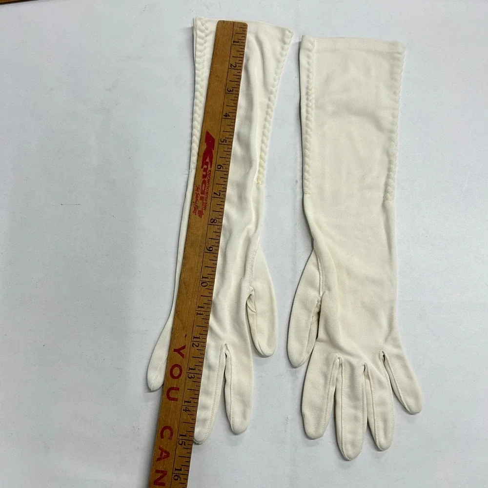 Coquette Opera Length Gloves Cream White Stretch Formal Bridal Regencycore