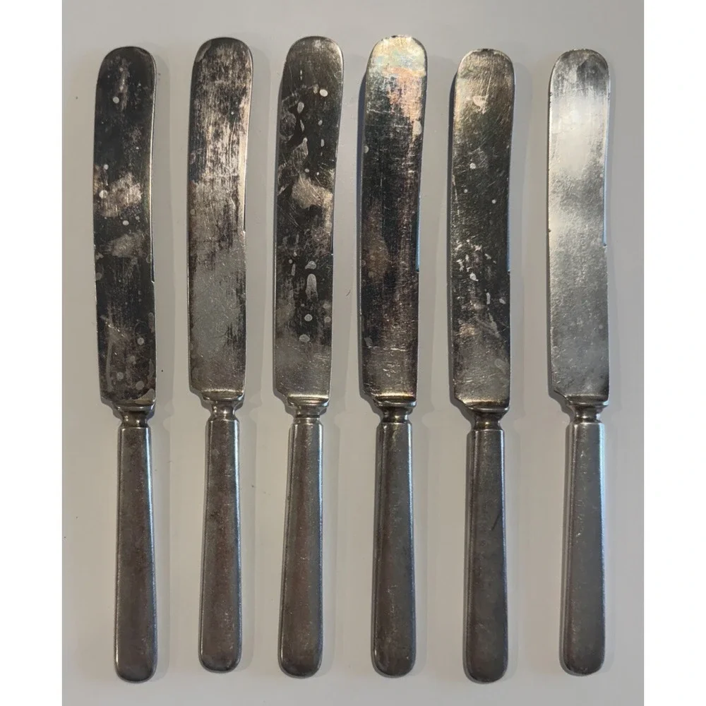 Vtg Marked: Holmes‎ Irving Co. Special - Silver plate ? Flatware Knife Set Of 6
