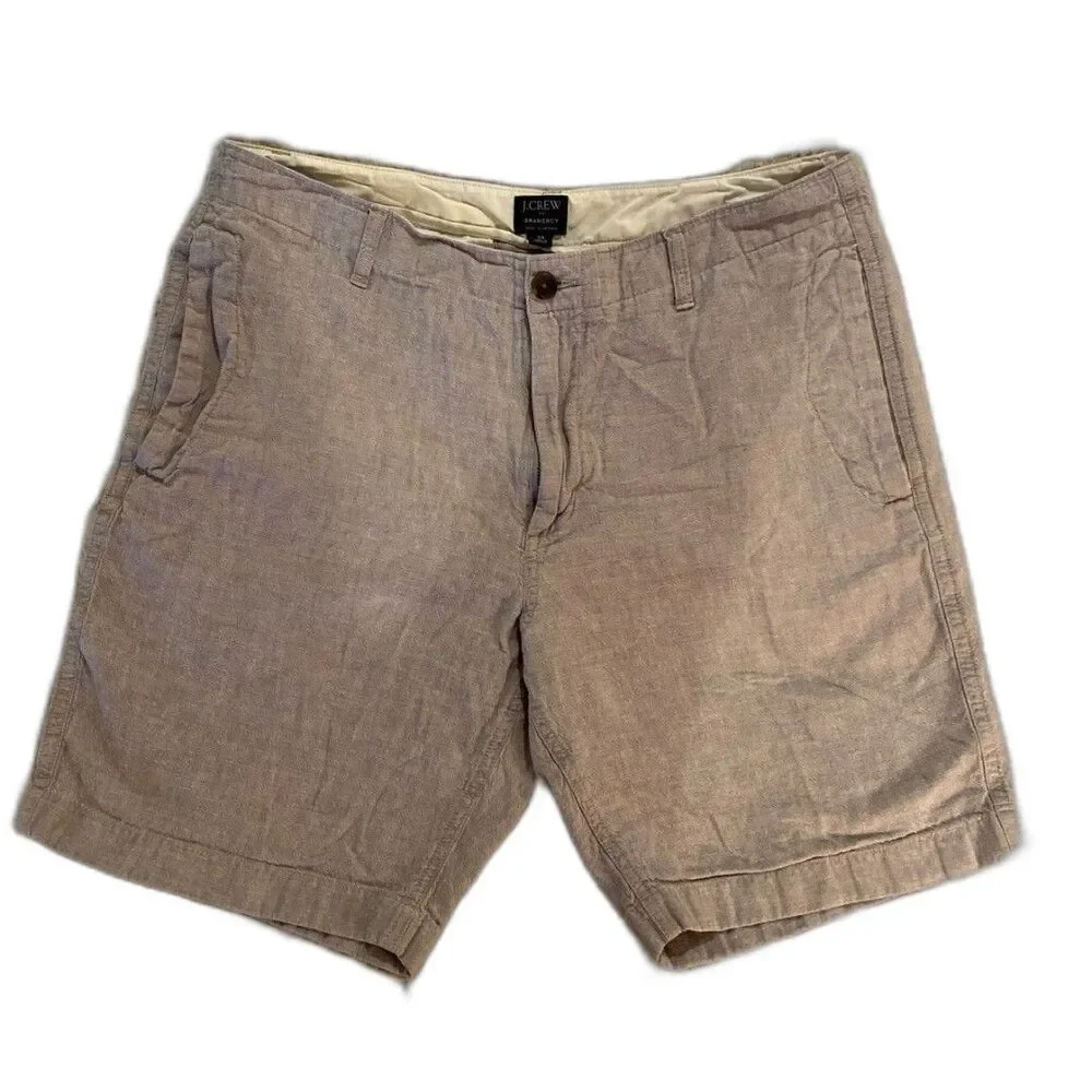 Men's Shorts J. Crew‎  Linen Blend Grey Twill Chino Style Sz 35 Stylish J.Crew
