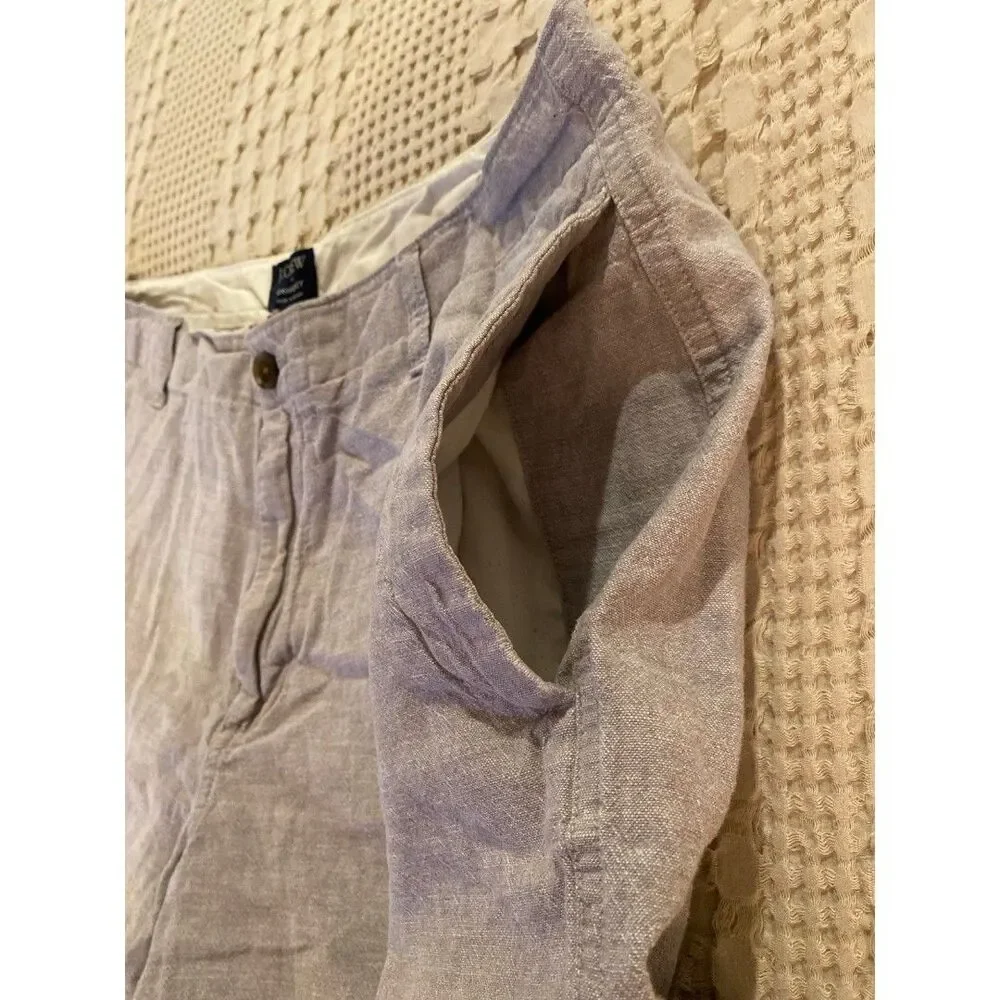 Men's Shorts J. Crew‎  Linen Blend Grey Twill Chino Style Sz 35 Stylish J.Crew