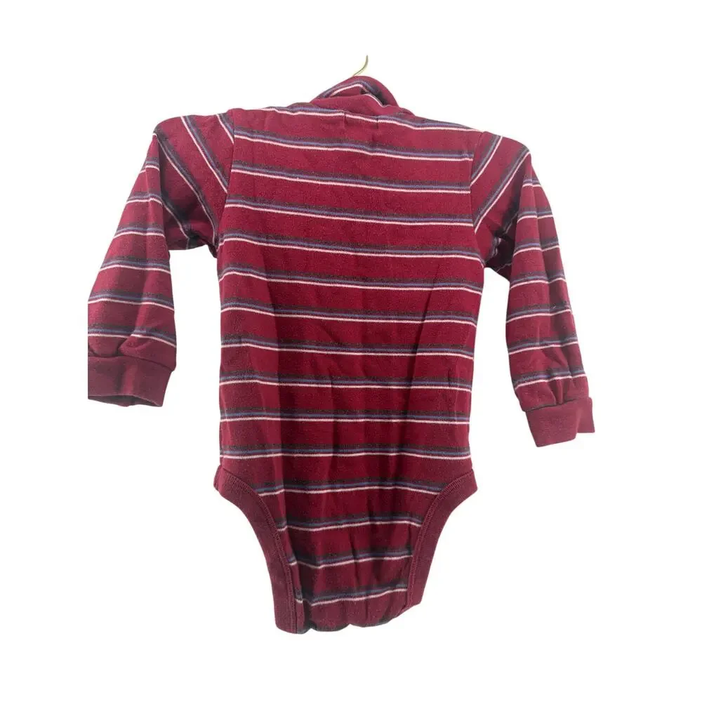 Vintage Children's Place Long Sleeve Bodysuit Red Blue Stripes Cotton 3T