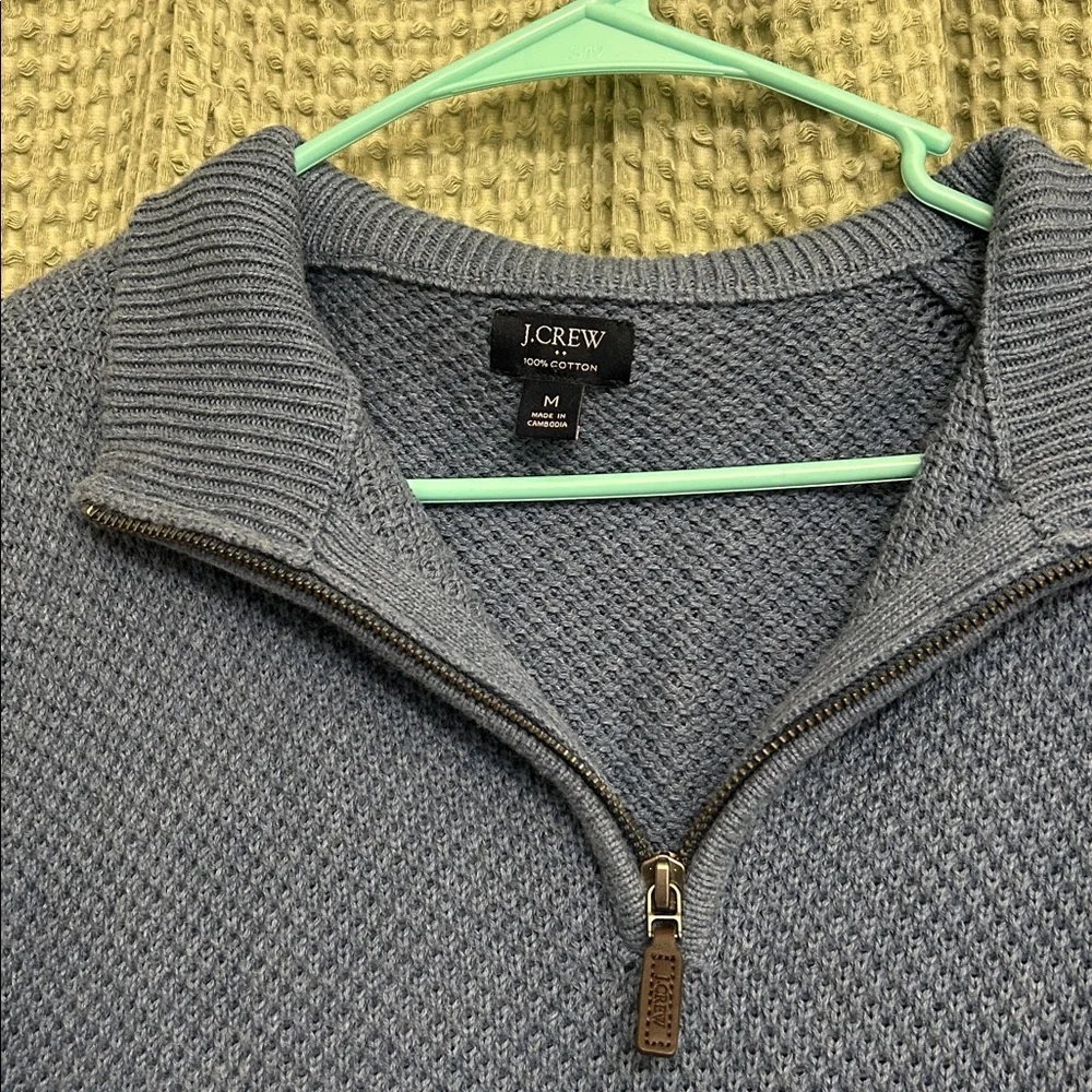 J.Crew Blue Cotton Zip Sweater - Stylish & Cozy