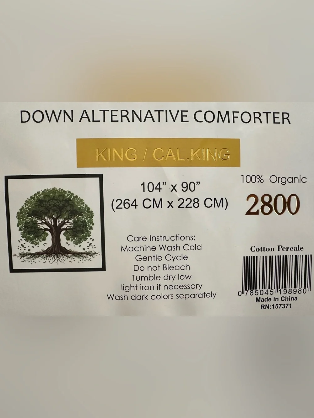 King/Cal. King 100% Cotton Down Alternative Comforter -NIP