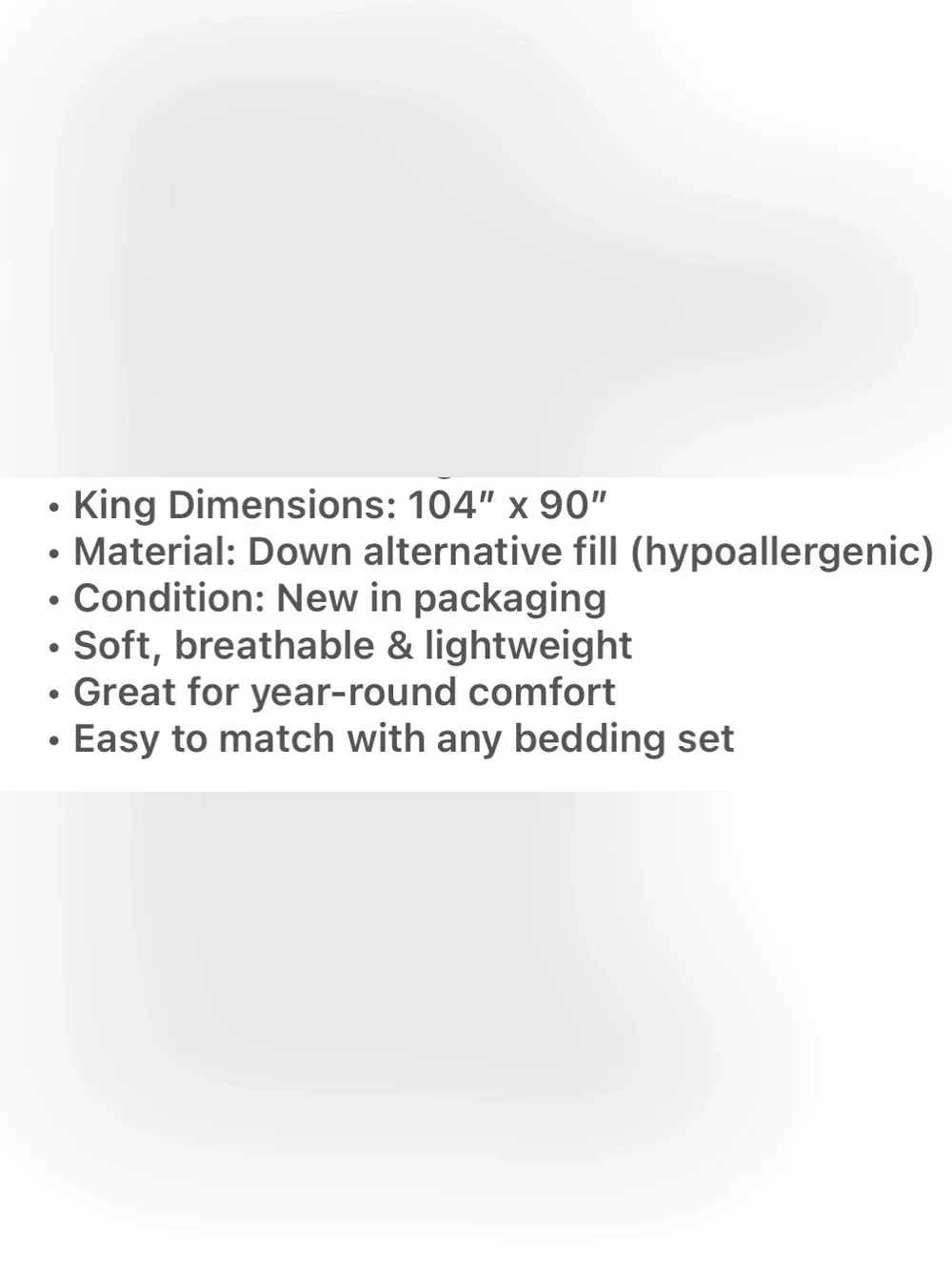 King/Cal. King 100% Cotton Down Alternative Comforter -NIP