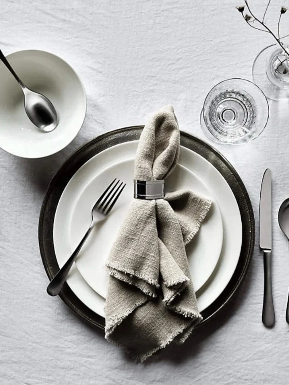 Crate and Barrel EATON Stainless Steel Finish Napkin Rings ~ ( Set Of 6 )