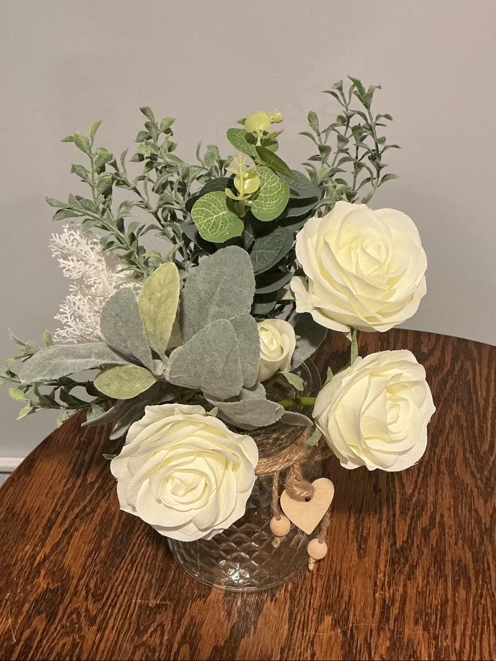 Cream Rose and Greenery Artificial Floral Arrangement - New