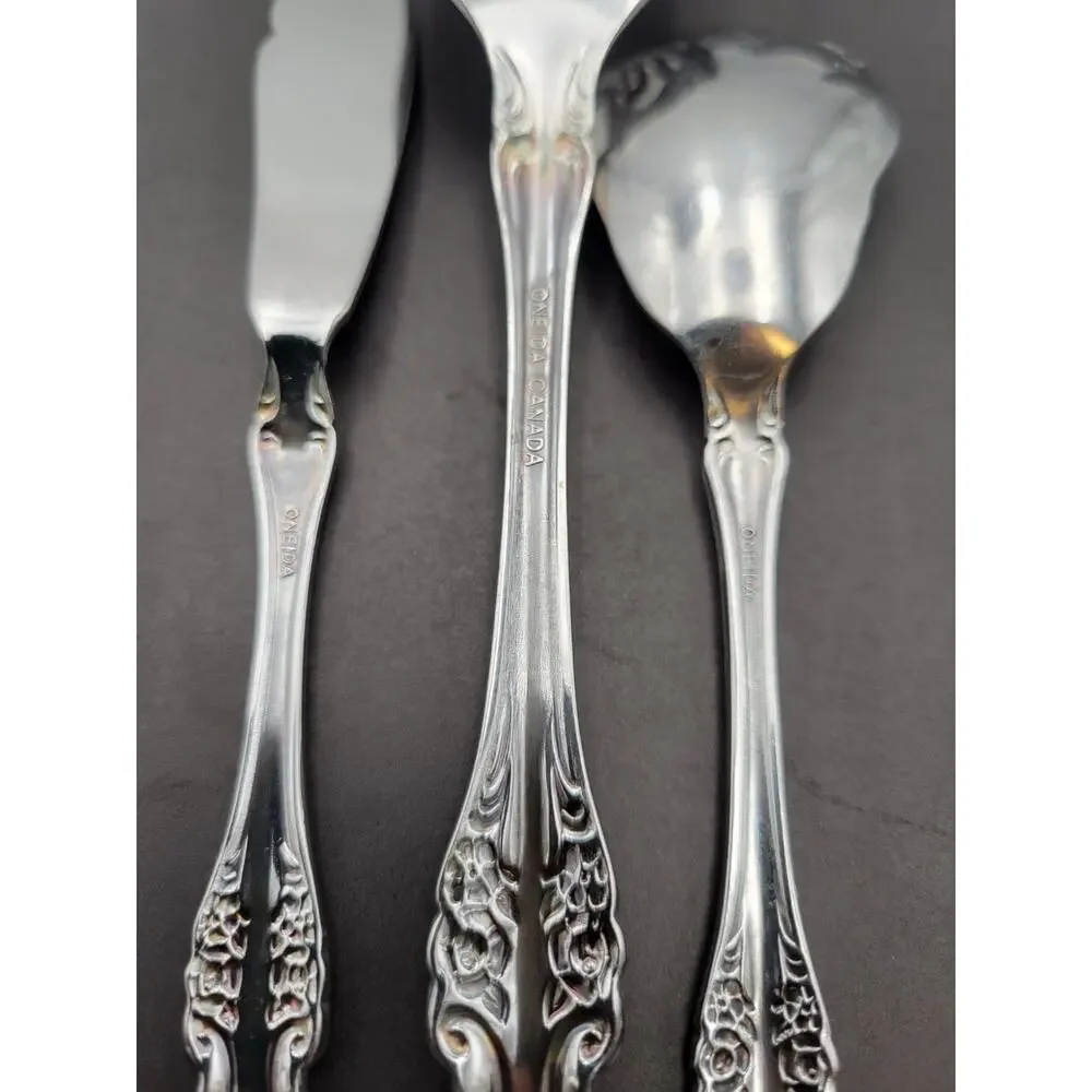 Oneida Pembrooke Renoir Stainless Flatware Serving Fork Sugar Spoon Butter Knive