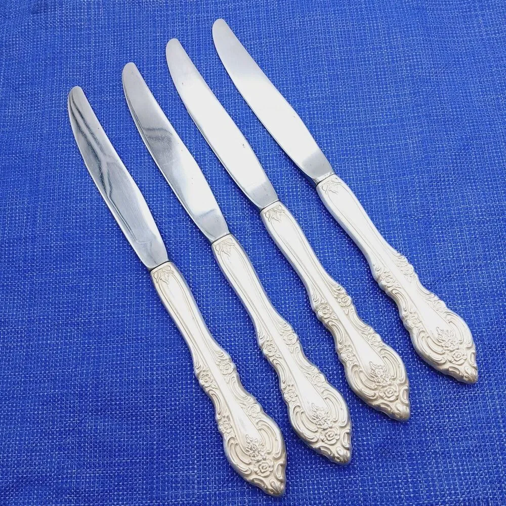 Oneida Community SILVER ARTISTRY Set 4 Dinner Knives Silverplate Flatware VTG
