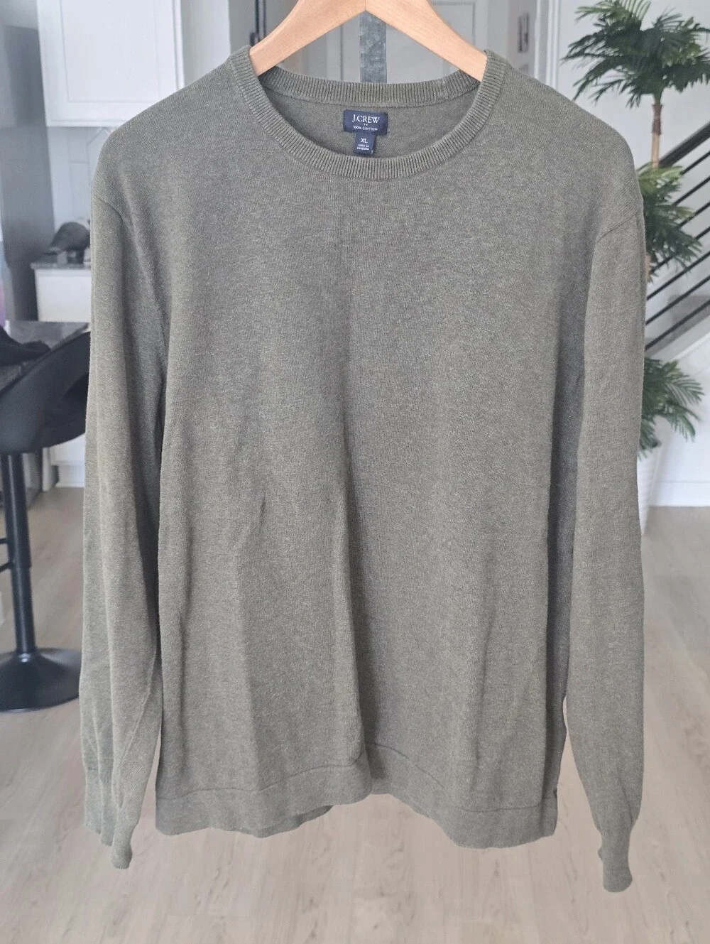 J.Crew 100% Cotton Crew Neck Sweater Gray XL Lightweight Classic Pullover