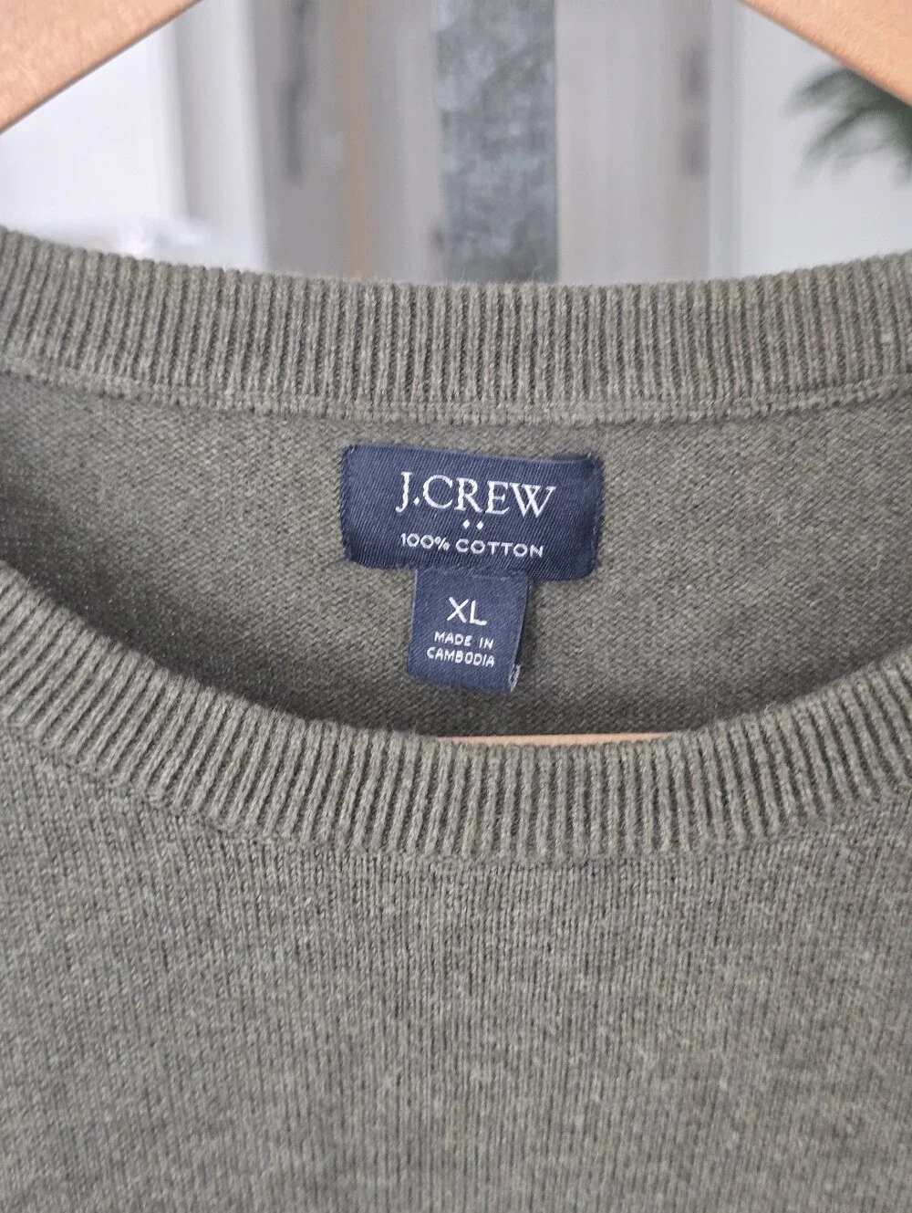 J.Crew 100% Cotton Crew Neck Sweater Gray XL Lightweight Classic Pullover