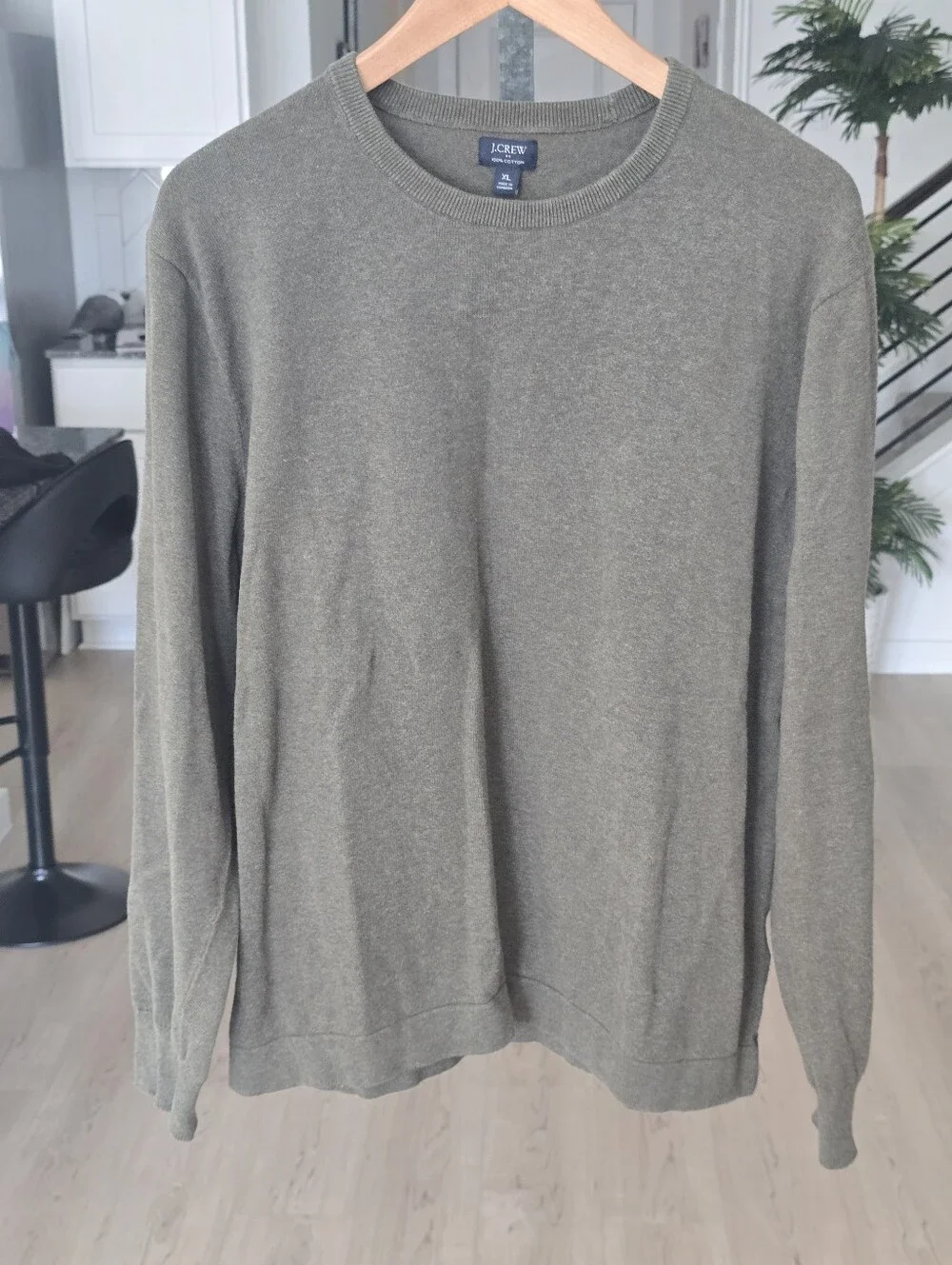 J.Crew 100% Cotton Crew Neck Sweater Gray XL Lightweight Classic Pullover