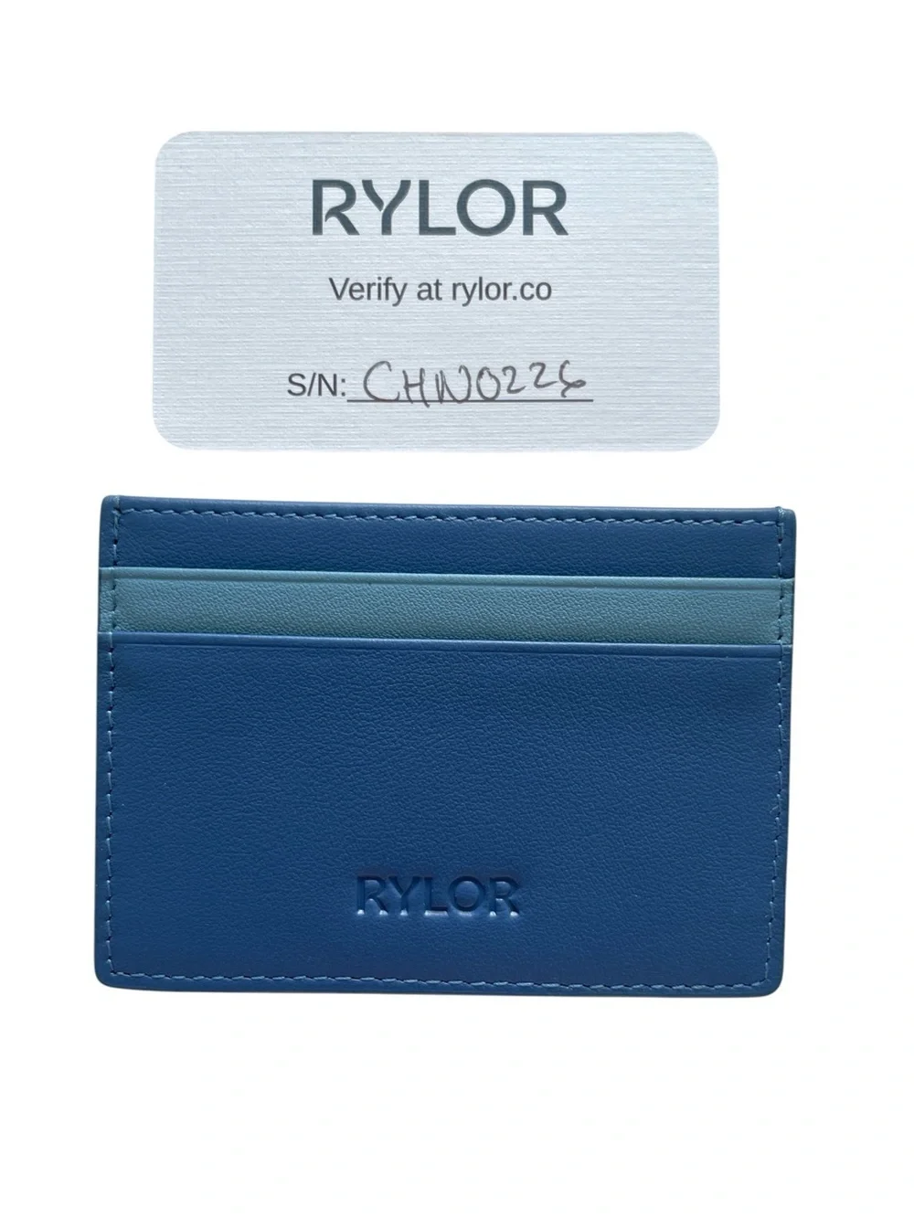 RYLOR Navy Heritage Stripe Card Holder w Authenticity Card