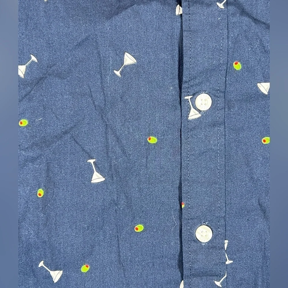 NWT Large J. Crew Classic Navy Shirt with Martini Glass All Over Print