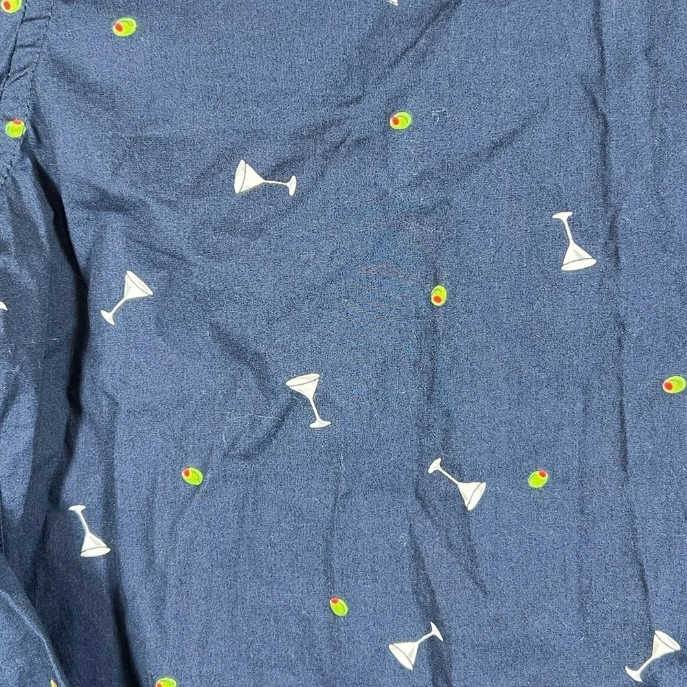 NWT Large J. Crew Classic Navy Shirt with Martini Glass All Over Print