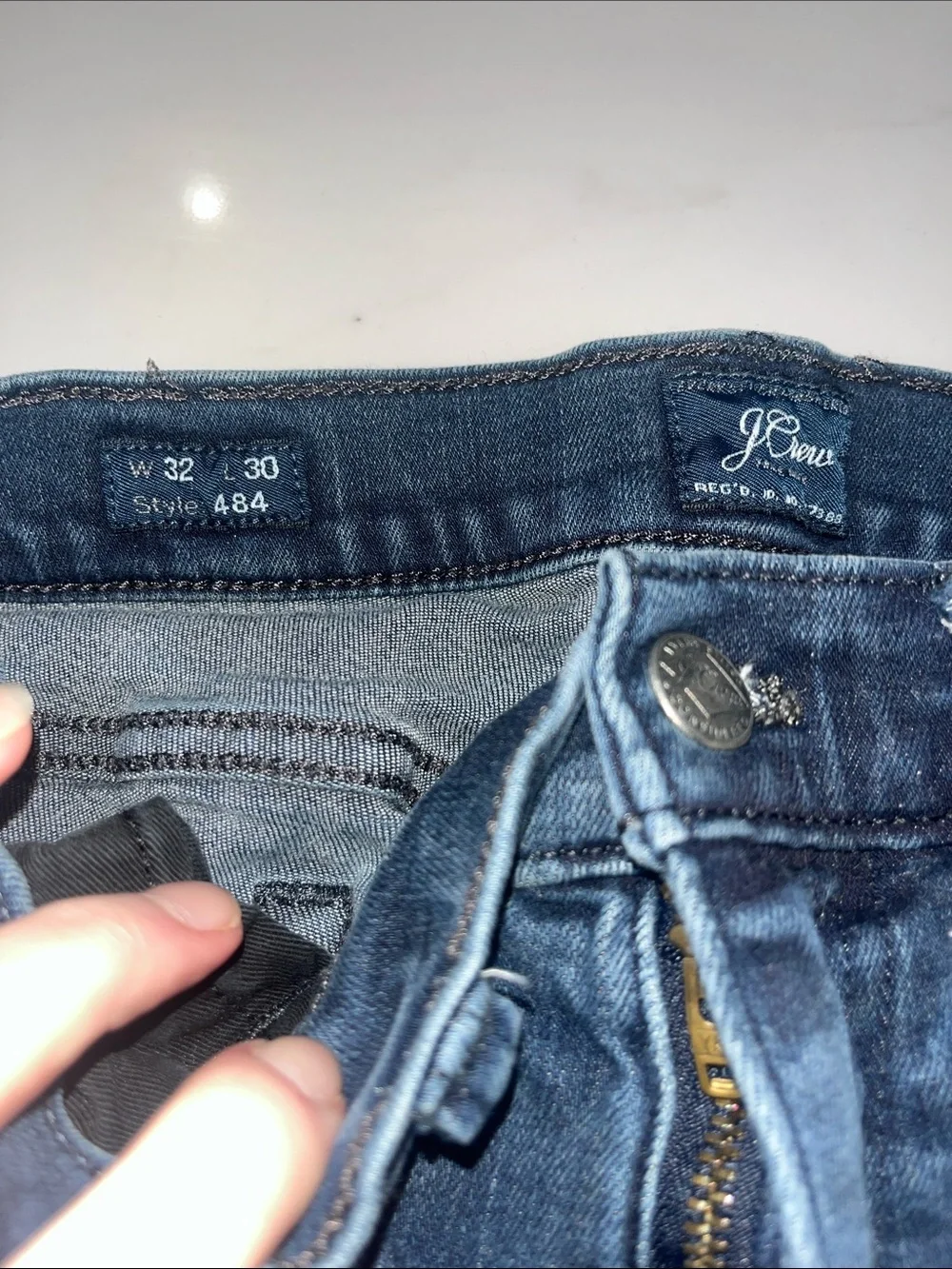 J. Crew Distressed Dark Blue Denim Jeans