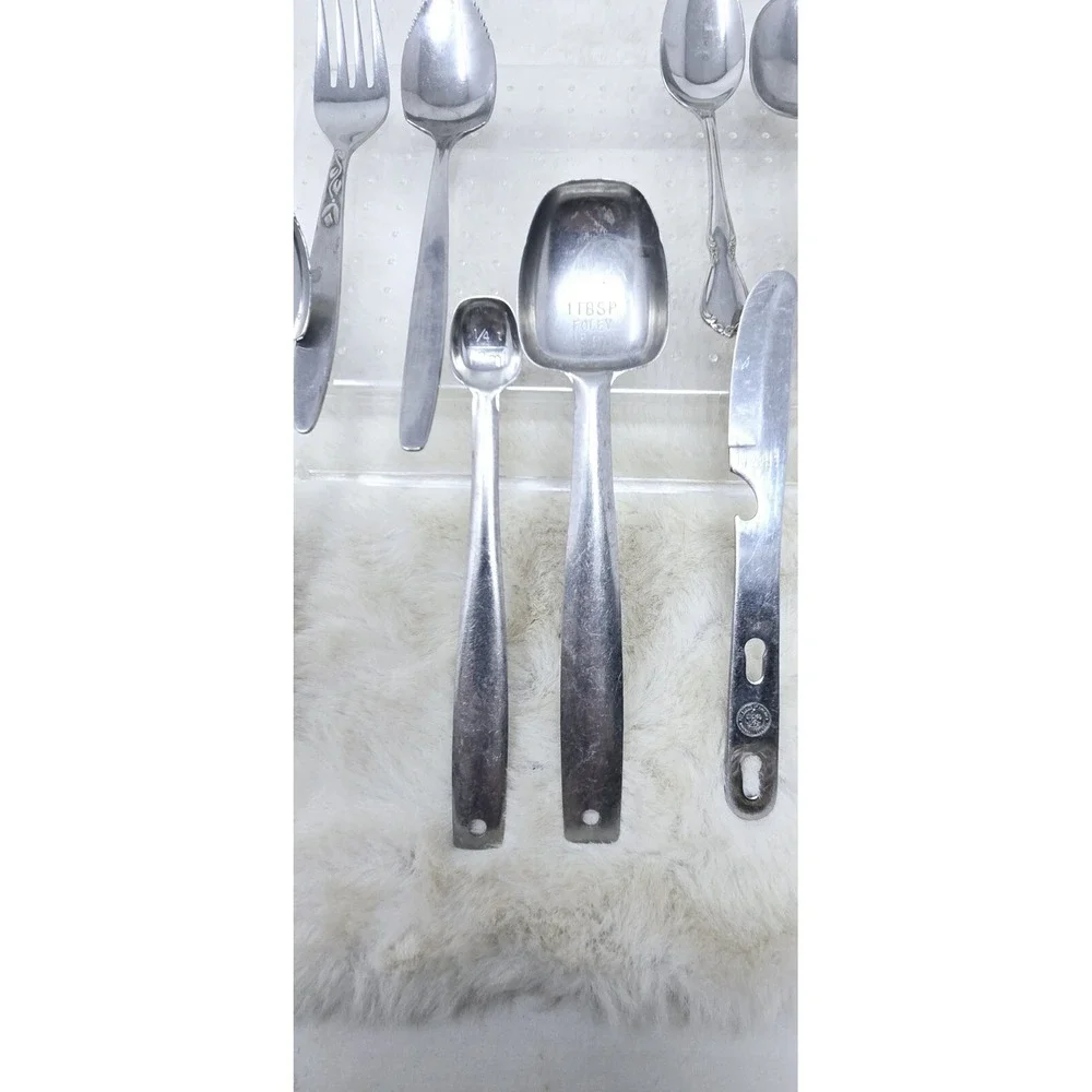 Vintage Stainless Steel Tableware Lot‎ Of 9 Various Brands/Patterns Bamboo