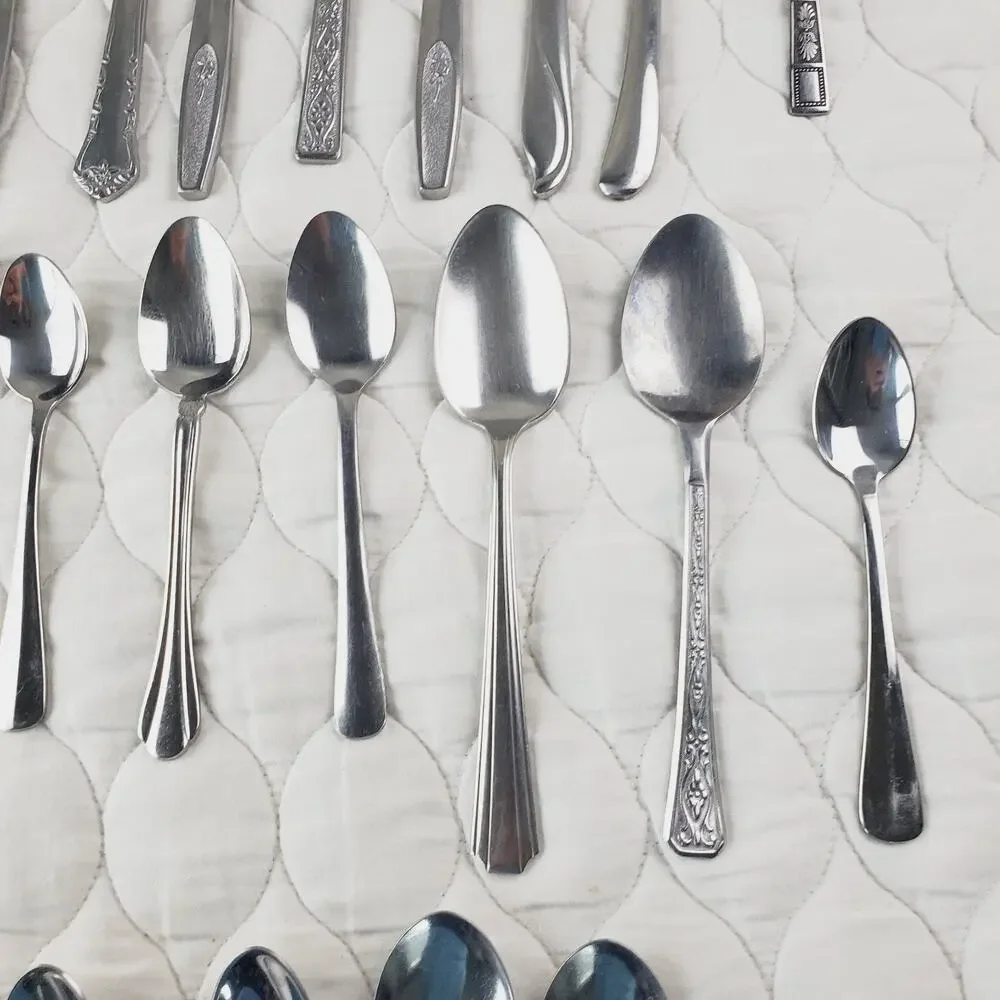 Lot of Silverware 40PCS Knife Spoon Fork Stainless Steel Kitchenware Many Brands