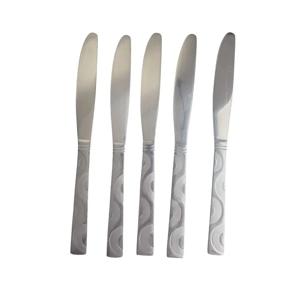 Pfaltzgraff Hemisphere Stainless Steel Dinner Knife Set of 5 MCM Retro Stylish