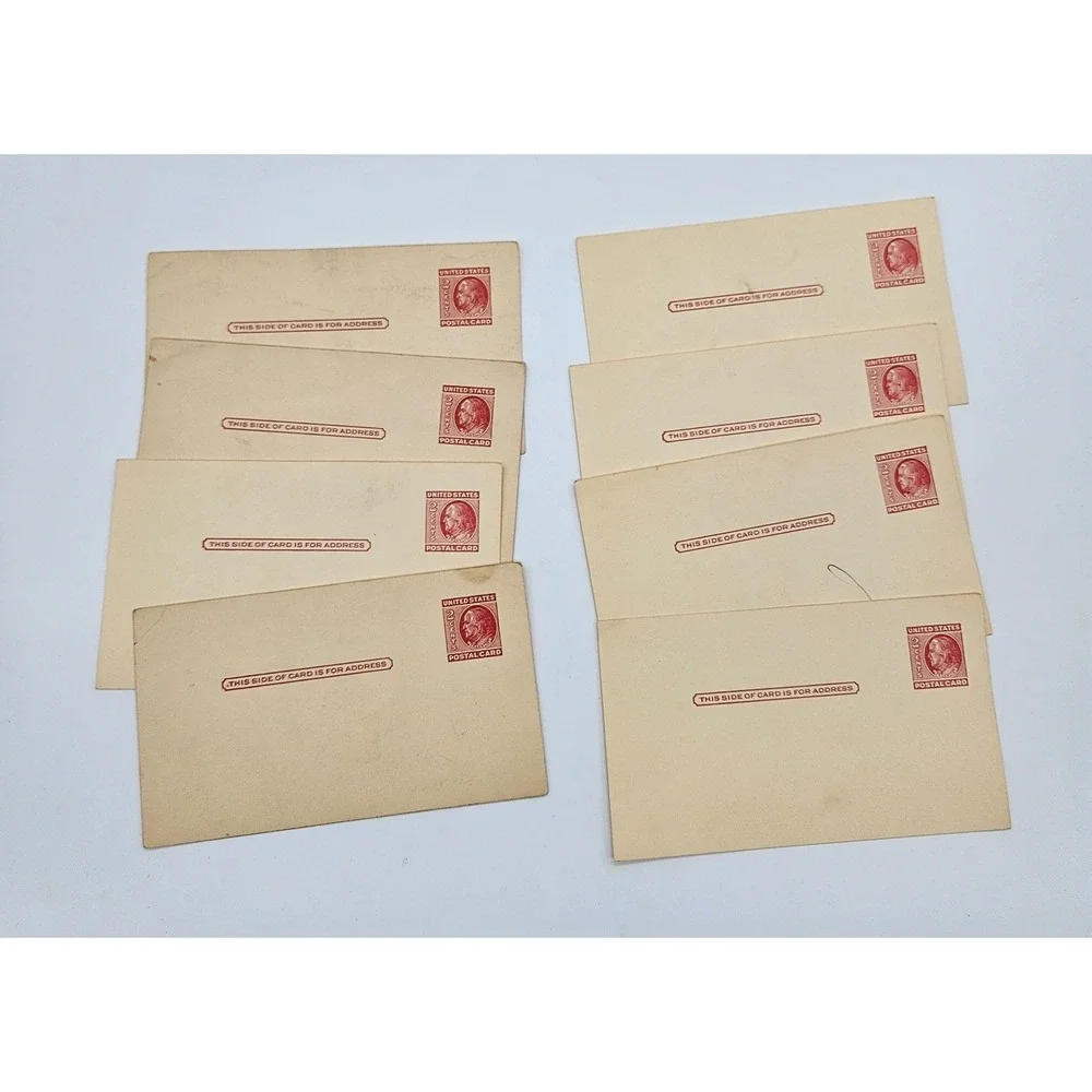 Lot of 8 Vintage US 2 Cent‎ Postal Cards Washington Franklin 1900s Collectible