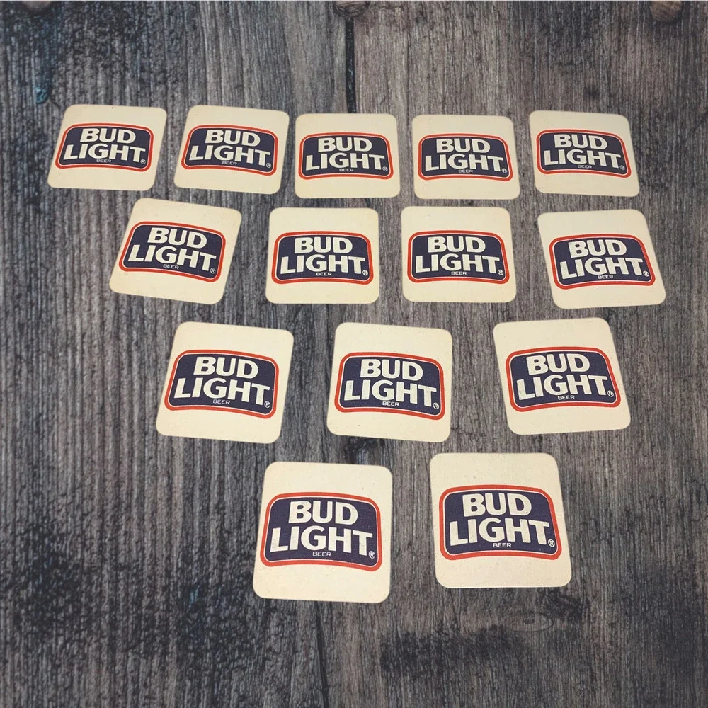 Lot 14 Vintage Bud Light Coasters 1980s Bar Beer Advertising Cardboard Promotion