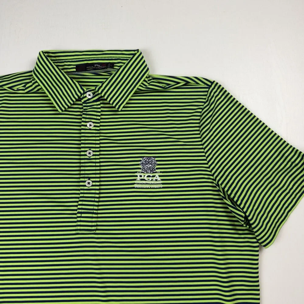 RLX Ralph Lauren Golf Polo Mens L 2015 PGA Championship Whistling Straits Stripe