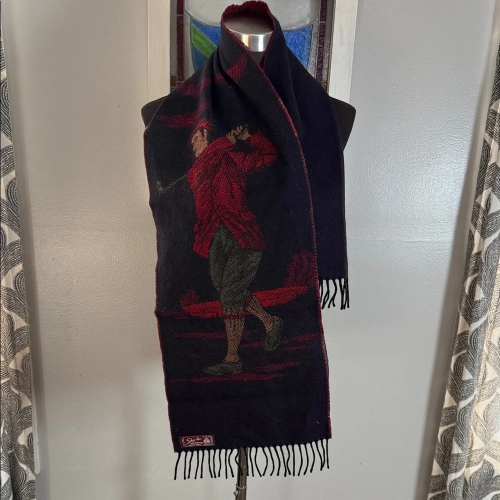 Sharé Vintage 100% Wool Golf Scarf Made in France