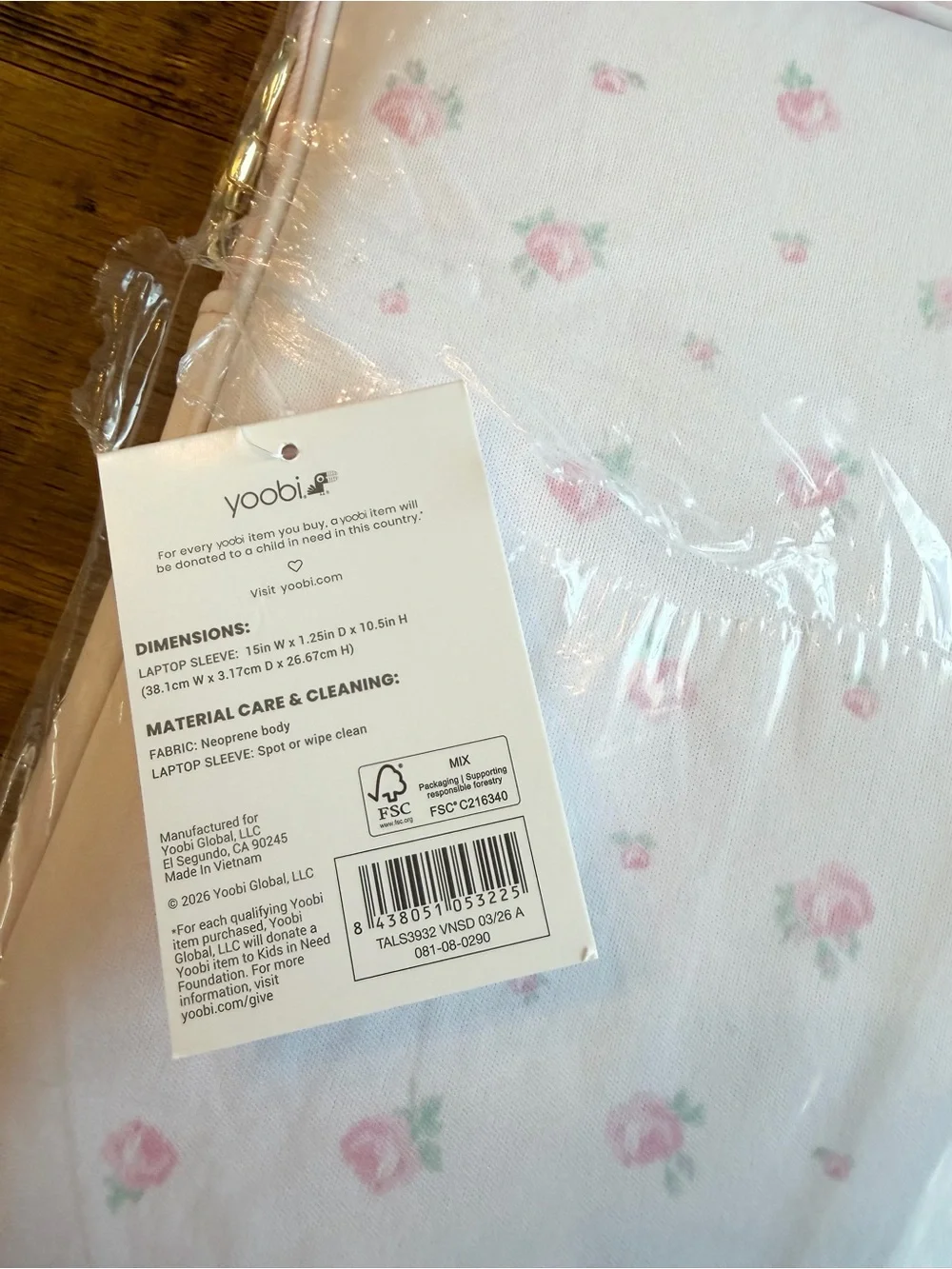 IN HAND LoveShackFancy Yoobi Blooming Heirloom Laptop Sleeve Strawberry Macaroon