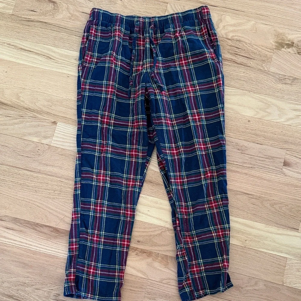 J crew navy/red tartan plaid flannel casual pajama pants men's size Medium