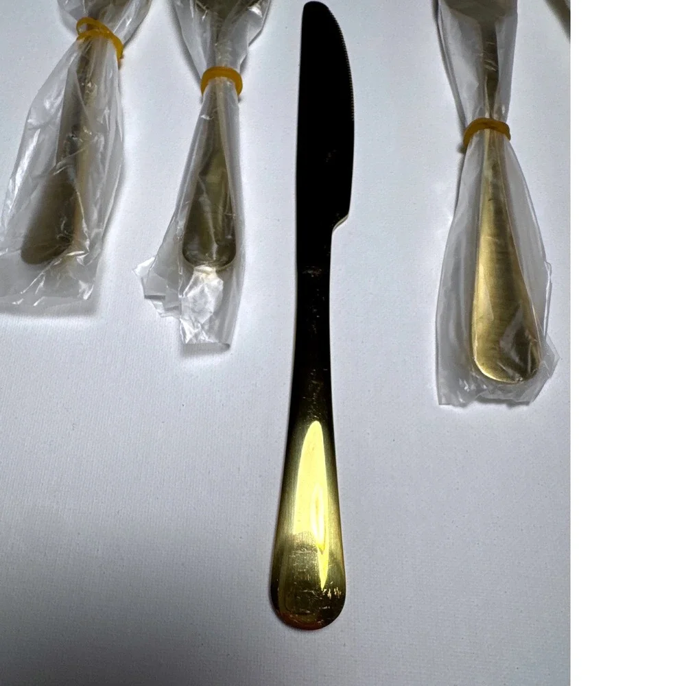 20pc Gold Flatware Set Service for 4 Gold New Stainless Steel Modern