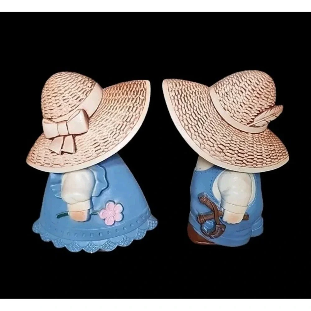Vtg Miller Studio Hand Painted Chalkware Pioneer Boy & Girl Wall Hangings 7