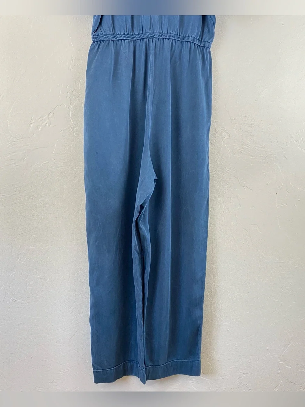 J. Crew 6 Navy Blue Button Down Puffy Short Sleeve Straight Leg Full Jumpsuit