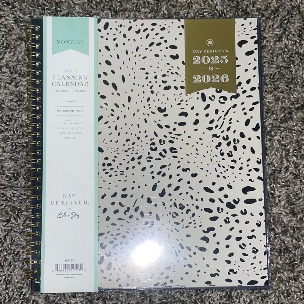 Blue Sky Day Designer 2025-2026 Planner - Black and White