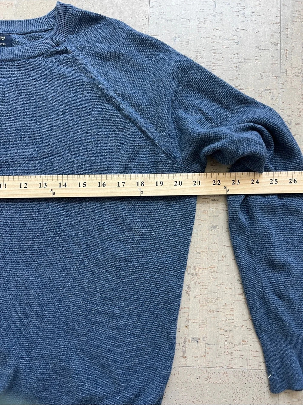 J.Crew Mens Medium Blue 100% Cotton Crewneck Sweater Textured Knit Raglan