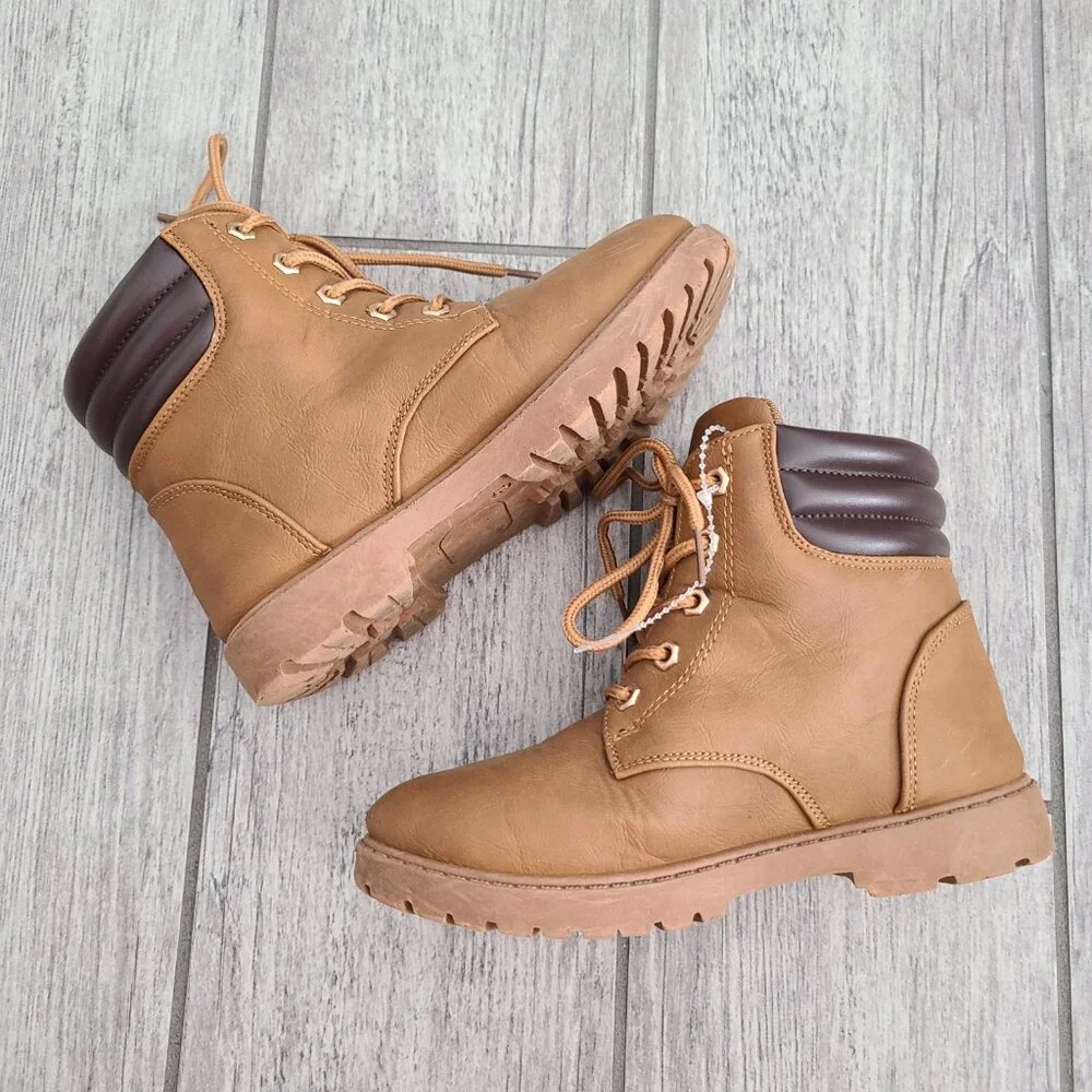 Rugged Bear Lace Up Ankle Boots Tan Brown Kids Size 13